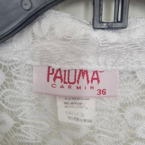 Vintage Y2K Paloma Carmin Knit See Through Collar Button Up Beach Cover Up Sz 36 - Picture 7 of 8